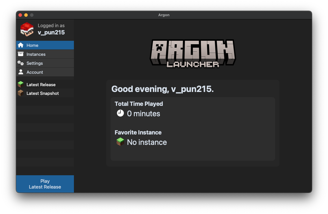 A screenshot of Argon